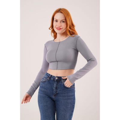 Ters Dikişli Basic Antrasit Body Bluz Ters Dikişli Basic Antrasit Body Bluz