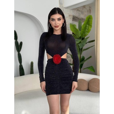 Sarih Gül Detaylı Elbise Sarih Gül Detaylı Elbise