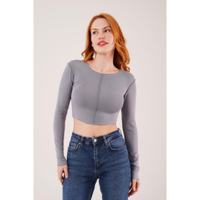 Ters Dikişli Basic Antrasit Body Bluz Ters Dikişli Basic Antrasit Body Bluz