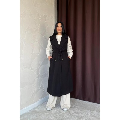 Siyah Kolsuz Kaşe Kaban Siyah Kolsuz Kaşe Kaban