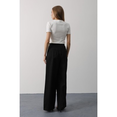 Pileli Bağcıklı Oversize Pantolon - Siyah Pileli Bağcıklı Oversize Pantolon - Siyah