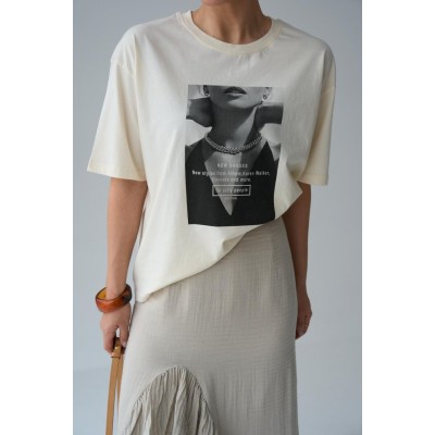 Resim Baskılı T-Shirt - Ekru Resim Baskılı T-Shirt - Ekru