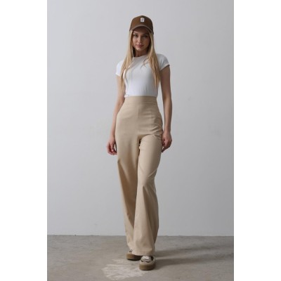 Beli Yarım Lastikli Palazzo Pantolon - Camel Beli Yarım Lastikli Palazzo Pantolon - Camel