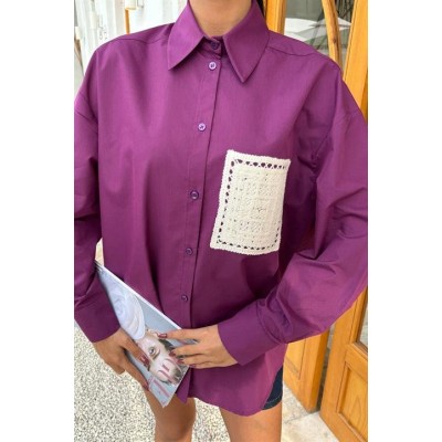 Süzine Cepli Arkası Yırtmaçlı Oversize Gömlek 3420 Süzine Cepli Arkası Yırtmaçlı Oversize Gömlek 3420