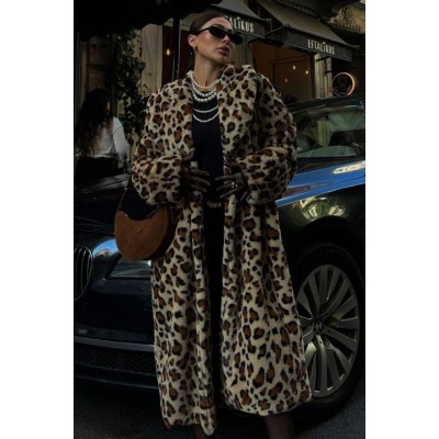 Leopar Desenli İçi Astarlı Peluş Kaban 7065 Leopar Desenli İçi Astarlı Peluş Kaban 7065