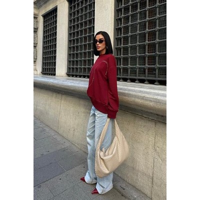 Gümüş Taşlı Sweatshirt 8052 Gümüş Taşlı Sweatshirt 8052