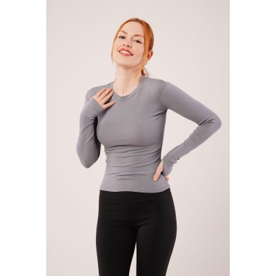 Uzun Kollu Basic Gri Bluz Uzun Kollu Basic Gri Bluz