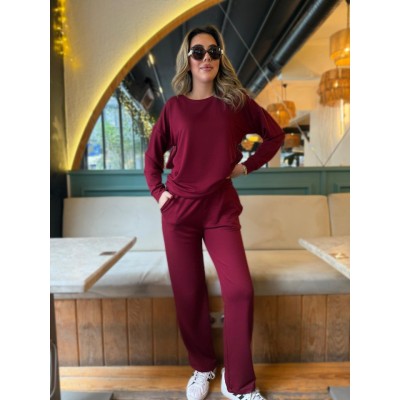 Kadın Uzun Kollu Bisiklet Yaka Viskon Iki Iplik Bluz Ve Pantolon Ikili Takım Kadın Uzun Kollu Bisiklet Yaka Viskon Iki Iplik Bluz Ve Pantolon Ikili Takım