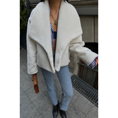 YÜN CROP KABAN - Krem YÜN CROP KABAN - Krem