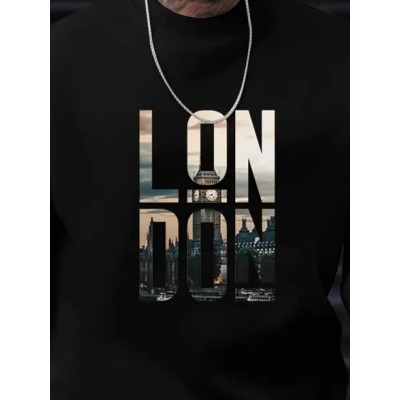 Erkek Uzun Kollu Bisiklet Yaka London Logo Baskılı Iki Iplik Bluz Erkek Uzun Kollu Bisiklet Yaka London Logo Baskılı Iki Iplik Bluz