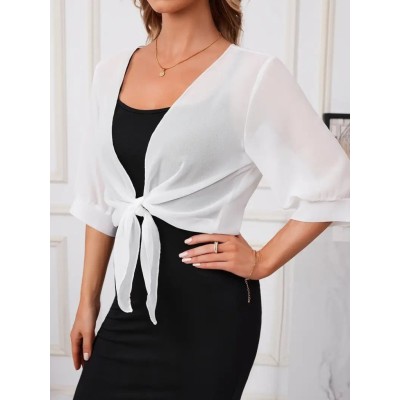 Kadın Truvakar Kol önden Bağlamalı Kısa şifon Bolero Ceket Kadın Truvakar Kol önden Bağlamalı Kısa şifon Bolero Ceket
