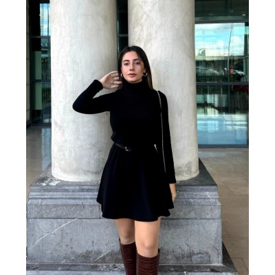 Kadın Uzun Kollu Balıkçı Yaka Salaş Kusa Akrilik Elbise Kadın Uzun Kollu Balıkçı Yaka Salaş Kusa Akrilik Elbise