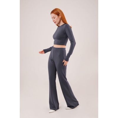 Fitilli Bluz Ve Pantolon Antrasit İkili Takım Fitilli Bluz Ve Pantolon Antrasit İkili Takım