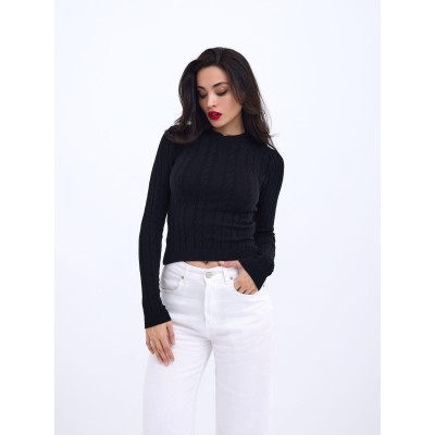 42491 TRİKO SAÇ ÖRGÜ CROP KAZAK-SİYAH 42491 TRİKO SAÇ ÖRGÜ CROP KAZAK-SİYAH