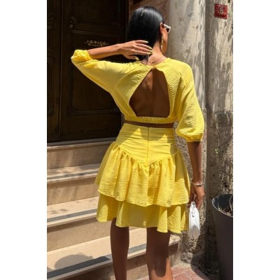 Crop Bluz Ve Kat Kat Etekli Takım 10207 Crop Bluz Ve Kat Kat Etekli Takım 10207