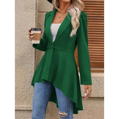 Kadın Uzun Kollu Yakalı önden Düğmeli Uzun Atlas Blazer Ceket Kadın Uzun Kollu Yakalı önden Düğmeli Uzun Atlas Blazer Ceket