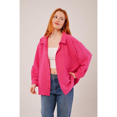 Basic Oversize Fuşya Gömlek Basic Oversize Fuşya Gömlek