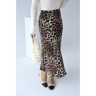 Midi Saten Etek - Leopar Midi Saten Etek - Leopar