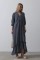 Çizgili Oversize V Yaka Elbise - Lacivert Çizgili Oversize V Yaka Elbise - Lacivert