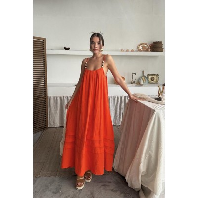 Oranj Askılı Müslin Elbise Oranj Askılı Müslin Elbise