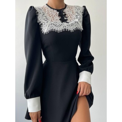 Parma Uzun Kollu Mini Boy Elbise Parma Uzun Kollu Mini Boy Elbise
