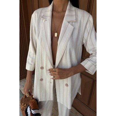 Blazer Ceketli Çizgili Keten Takım 10186 Blazer Ceketli Çizgili Keten Takım 10186