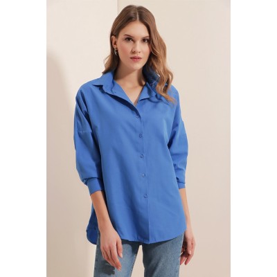 3900 Oversize Uzun Basic Gömlek - B.Mavi 3900 Oversize Uzun Basic Gömlek - B.Mavi