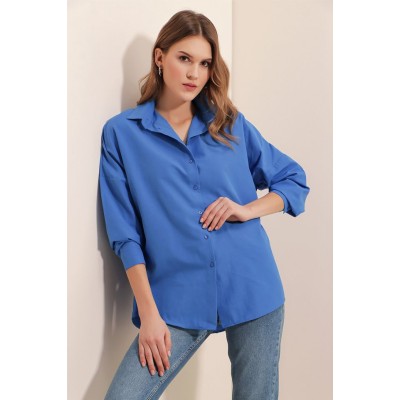3900 Oversize Uzun Basic Gömlek - B.Mavi 3900 Oversize Uzun Basic Gömlek - B.Mavi