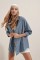 3900 Oversize Uzun Basic Gömlek - İndigo 3900 Oversize Uzun Basic Gömlek - İndigo