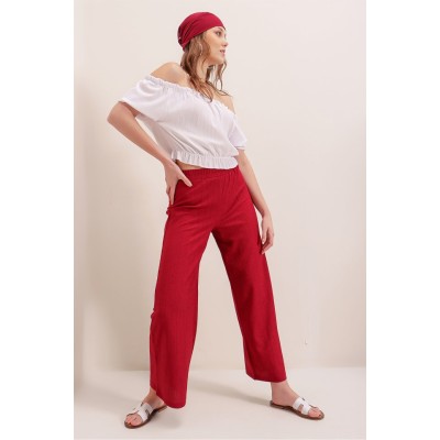6543 Örme Pantolon - Kırmızı 6543 Örme Pantolon - Kırmızı