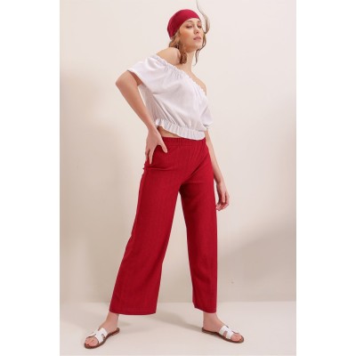 6543 Örme Pantolon - Kırmızı 6543 Örme Pantolon - Kırmızı