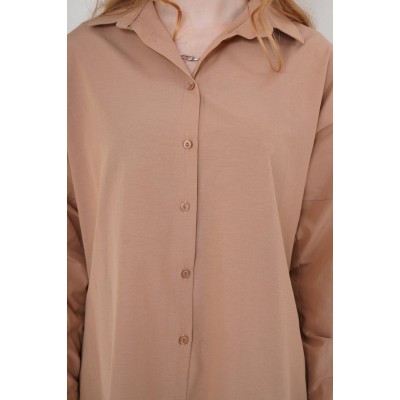 3900 Oversize Uzun Basic Gömlek - Camel 3900 Oversize Uzun Basic Gömlek - Camel