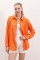 20153 Tek Cepli Oversize Keten Gömlek - Oranje 20153 Tek Cepli Oversize Keten Gömlek - Oranje