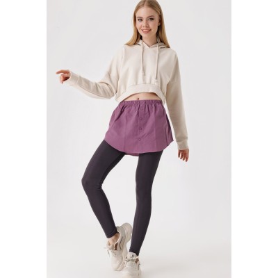 1888 Sweatshirt Ve Kazak Altı Gömlek Etek - Koyu Lila 1888 Sweatshirt Ve Kazak Altı Gömlek Etek - Koyu Lila