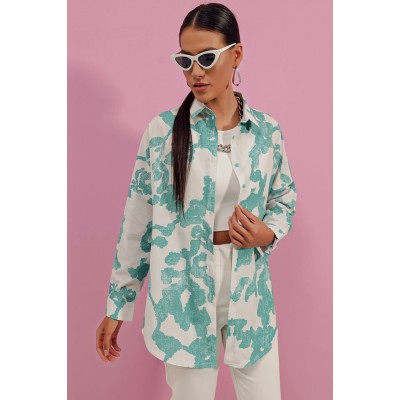 3900 Oversize Uzun Basic Gömlek - D. Mint 3900 Oversize Uzun Basic Gömlek - D. Mint