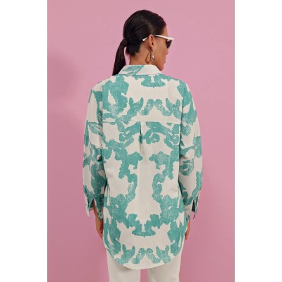 3900 Oversize Uzun Basic Gömlek - D. Mint 3900 Oversize Uzun Basic Gömlek - D. Mint