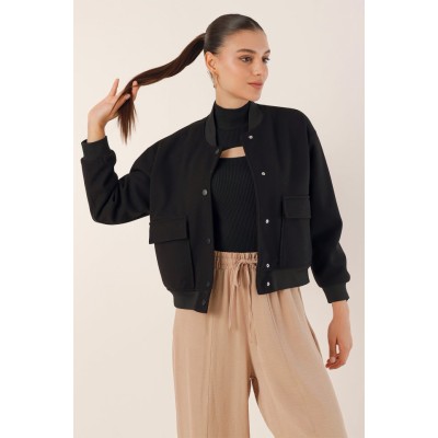 0688 Çift Cepli Bomber Ceket - Siyah 0688 Çift Cepli Bomber Ceket - Siyah