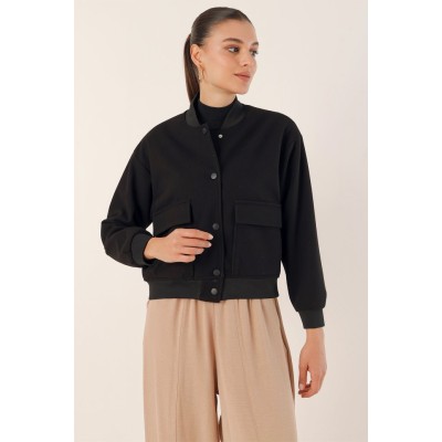 0688 Çift Cepli Bomber Ceket - Siyah 0688 Çift Cepli Bomber Ceket - Siyah