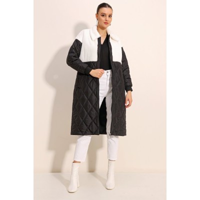 5185 Uzun Oversize Şişme Mont - Beyaz 5185 Uzun Oversize Şişme Mont - Beyaz