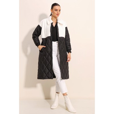 5185 Uzun Oversize Şişme Mont - Beyaz 5185 Uzun Oversize Şişme Mont - Beyaz
