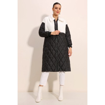 5185 Uzun Oversize Şişme Mont - Beyaz 5185 Uzun Oversize Şişme Mont - Beyaz