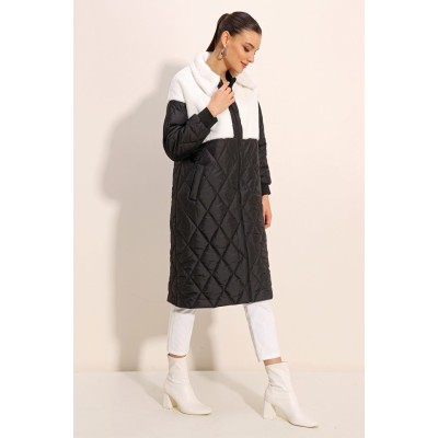5185 Uzun Oversize Şişme Mont - Beyaz 5185 Uzun Oversize Şişme Mont - Beyaz