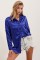 3985 Oversize Saten Gömlek - Saks 3985 Oversize Saten Gömlek - Saks