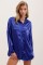 3985 Oversize Saten Gömlek - Saks 3985 Oversize Saten Gömlek - Saks