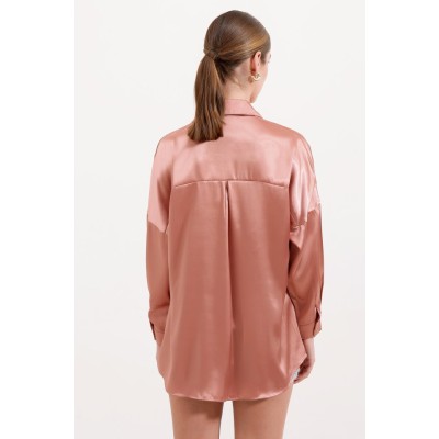 3985 Oversize Saten Gömlek - Camel 3985 Oversize Saten Gömlek - Camel