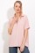 Pudra Oversize Polo Yaka Örme Bluz 0486