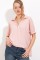 Pudra Oversize Polo Yaka Örme Bluz 0486