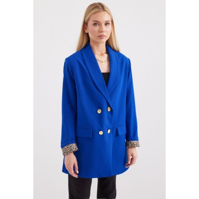 0704 Düğme Detaylı Blazer Ceket - Saks 0704 Düğme Detaylı Blazer Ceket - Saks