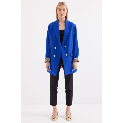 0704 Düğme Detaylı Blazer Ceket - Saks 0704 Düğme Detaylı Blazer Ceket - Saks