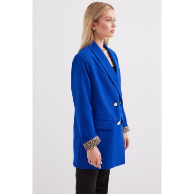 0704 Düğme Detaylı Blazer Ceket - Saks 0704 Düğme Detaylı Blazer Ceket - Saks